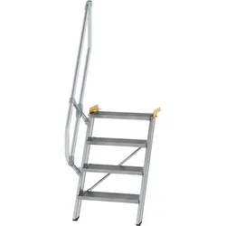 Munk, Leiter + Gerüst, Treppe 60° Stufenbreite 600 mm 4 Stufen Aluminium geriffelt (Gerüst)