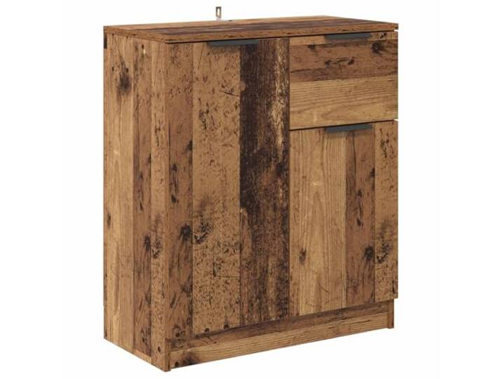 TEKGHUT Sideboard Altholz 60 x 30 x 70 cm Holzwerkstoff Rustikale Holzoptik, Schiebetüren, Metallgriffe, Regale, Wohnzimmer, Esszimmer, Flur