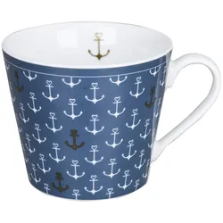 Krasilnikoff Happy Cup, Anchor allover, 400 ml, Thunder Blue