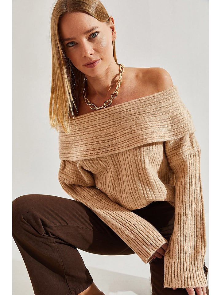 Bianco Lucci Pullover in Hellbraun - onesize
