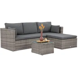 GARTENSET Sevilla, aus Technorattan, Ecksofa mit Couchtisch, Grau