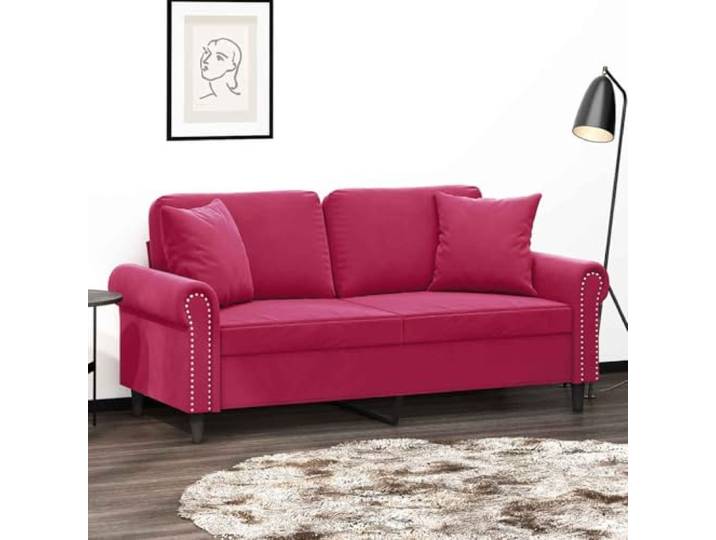 HEFZGDB 2-Sitzer Sofa 140 cm Weinrot Samt Modernes Design mit Zierkissen Robustes Metallgestell Bequem Sitzpolsterung Luxuriöser Stoff Wohnzimmer Möbel Gemütlich Entspannen