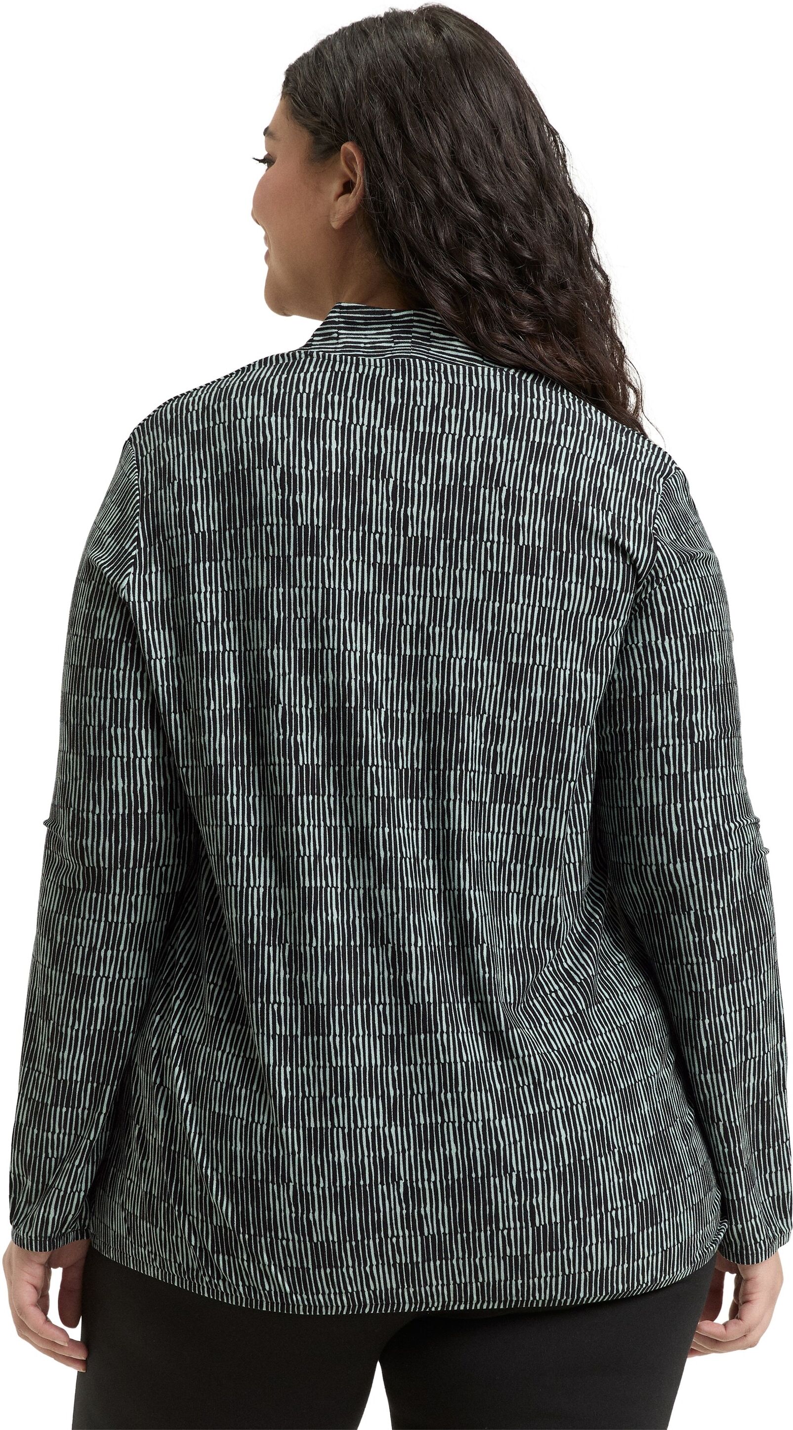 T-Shirt TOM TAILOR PLUS, Damen, Gr. 46, grau (irregular moss graphic design), Single Jersey, Obermaterial: 95% Viskose, 5% Elasthan, bedruckt, gemustert, regular fit normal, V-Ausschnitt, Shirts T-Shirt, mit All-Over Print irregular moss graphic design 46