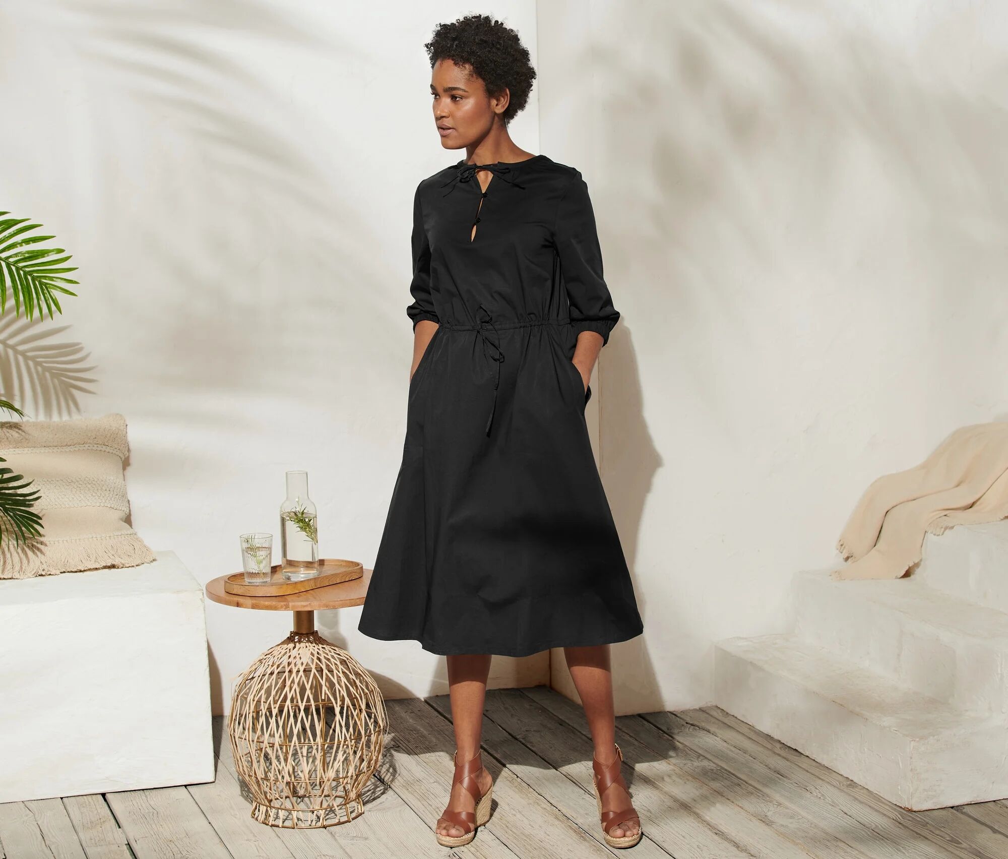 Tchibo - Popeline-Kleid - Damen - Gr. 36 - schwarz