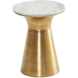 BEISTELLTISCH – Rund Marmor Weiß Metall Gold 35x35x45 cm