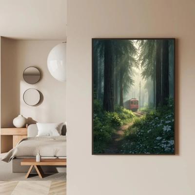 Uplift Essentials Retro Japanese Railway Landscape Canvas Print Tokyo Rainy Night Street Art For Modern Home Decor style 13 7.9 X 11.8 In