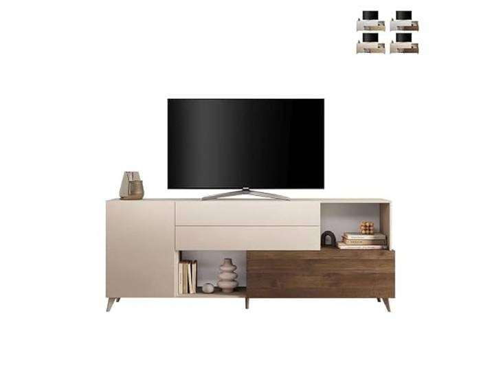 Produce Shop Moderne Anrichte Küche Wohnzimmer weiß Holz 2 Türen Schubladen Maditha - Ulme - Weiß