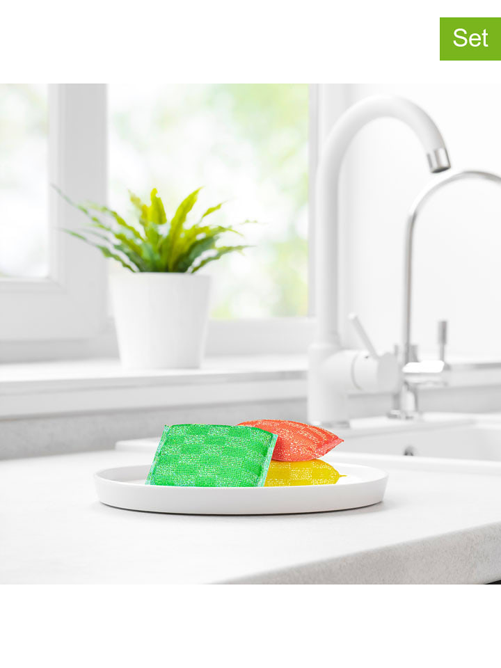Clia 3er-Set: Schwämme ''Genie'' in Gelb/ Grün/ Orange - (L)22 x (B)13,5 cm - onesize