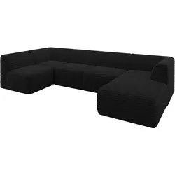 WOHNLANDSCHAFT Ottomane Rechts MOVO-L 345x180x78 cm Schwarz Cord