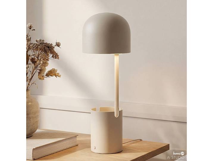 Akku-Tischleuchte NALGA 13 x 37 x 13cm Beige/Beige Eisen, pulverbeschichtet LED LED-Platine