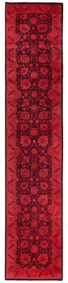 Solo Rugs "Overdyed Hand-Knotted Wool Modern-Contemporary Pink Runner 2' 7"" x 12' 10"""