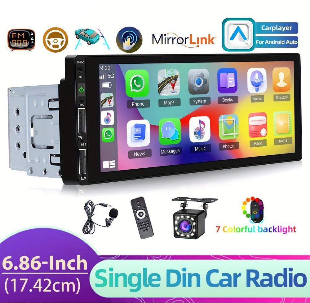 Selius Carplayer Autoradio Multimedia Speler met 6,86 Inch Scherm 1DIN