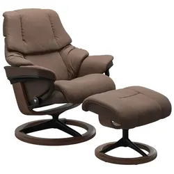 Stressless Sessel mit Hocker Reno Signature Leder Braun Batick Mole M (Medium)