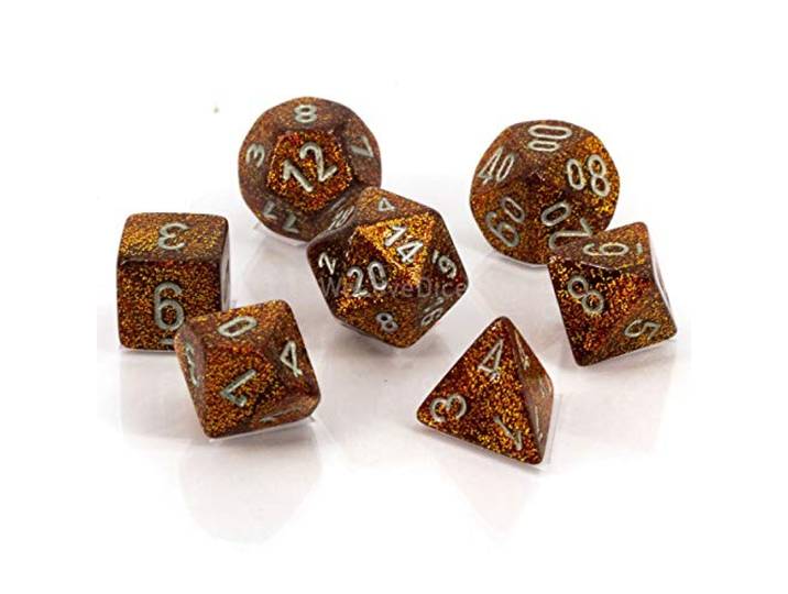 Chessex Glitter Gold/Silver Polyhedral 7-Die Set