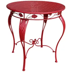 DanDiBo Bistrotisch Rund 70cm Metall Eisen Rot Wetterfest Rosso 96711 Gartentisch Antik Metalltisch Balkontisch Terrassentisch Tisch