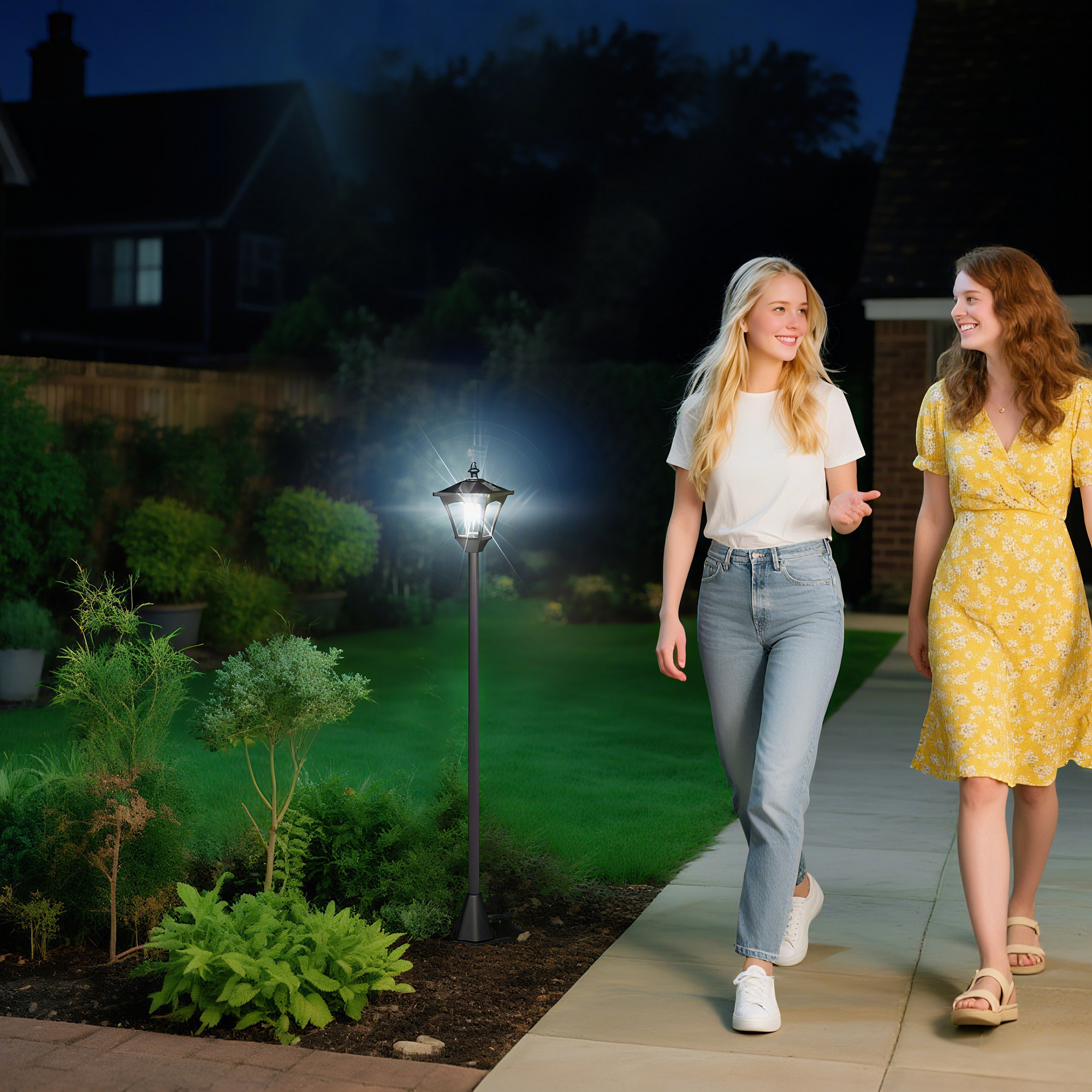 Outsunny Lampada da Giardino Lampada da Terra Lampione LED da Esterno Energia Solare Impermeabile IP44 15×15×120cm Nero Aosom