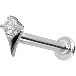 14 Karat Gold Labret mit Innengewinde MOISSANIT + PFEILSPITZE