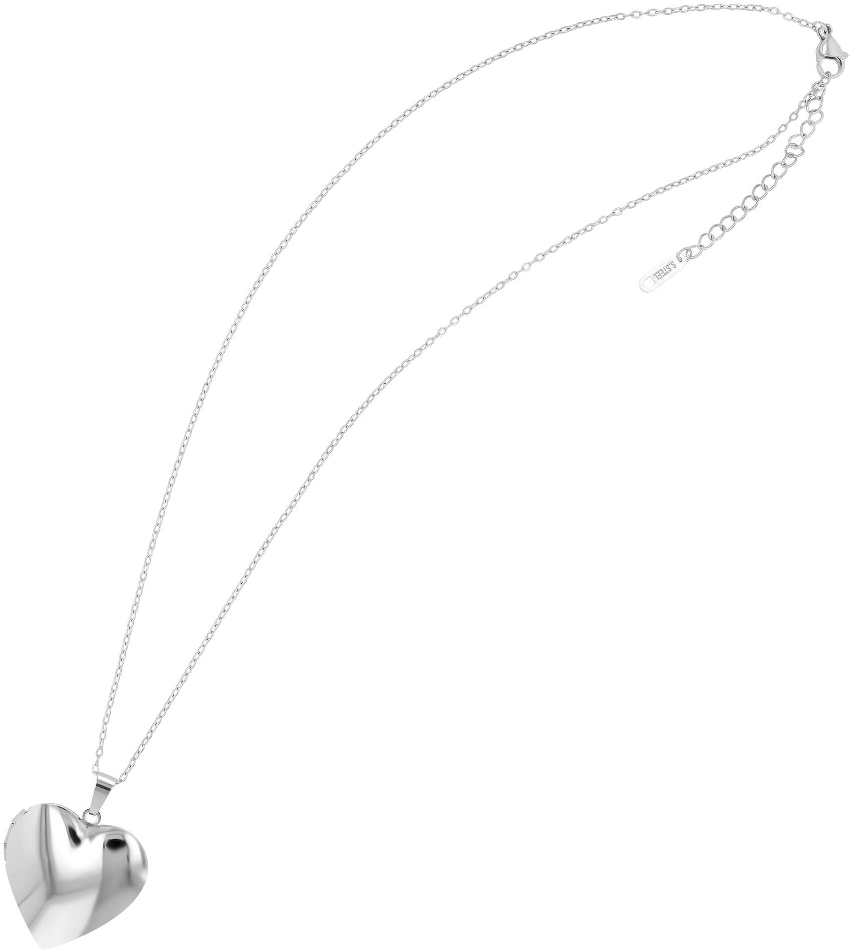 Kette ohne Anhänger ADELIA´S "Halskette mit Anhänger – Medaillon aus Edelstahl", silber, Halsketten, Damen, 48cm, Edelstahl, Schöne Geschenkidee zum Geburtstag