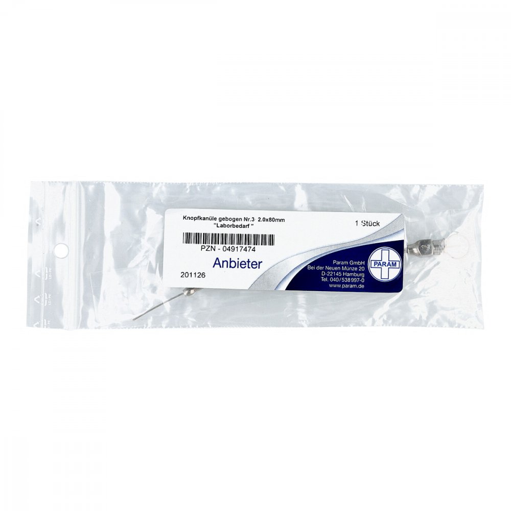 Param GmbH Knopfkanüle gebogen Nummer 3 2,0x80 mm 04917474
