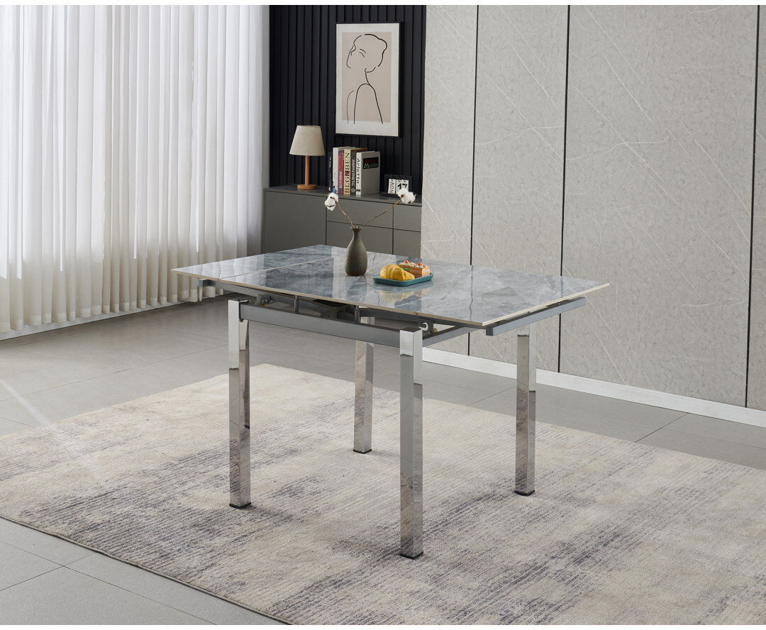 Metro Piccolo 4-Seater Grey Sintered Stone Extending Dining Table Gray