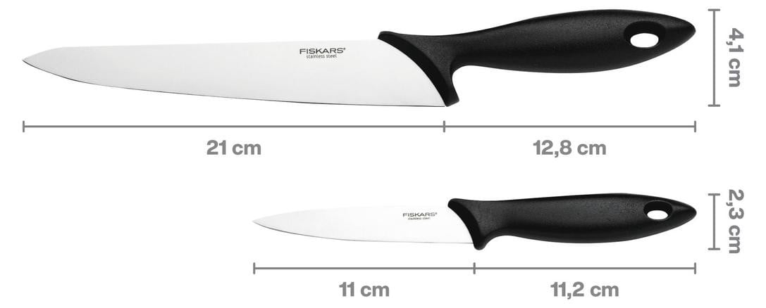 Fiskars 2-delige messenset met paringsmes, zwart