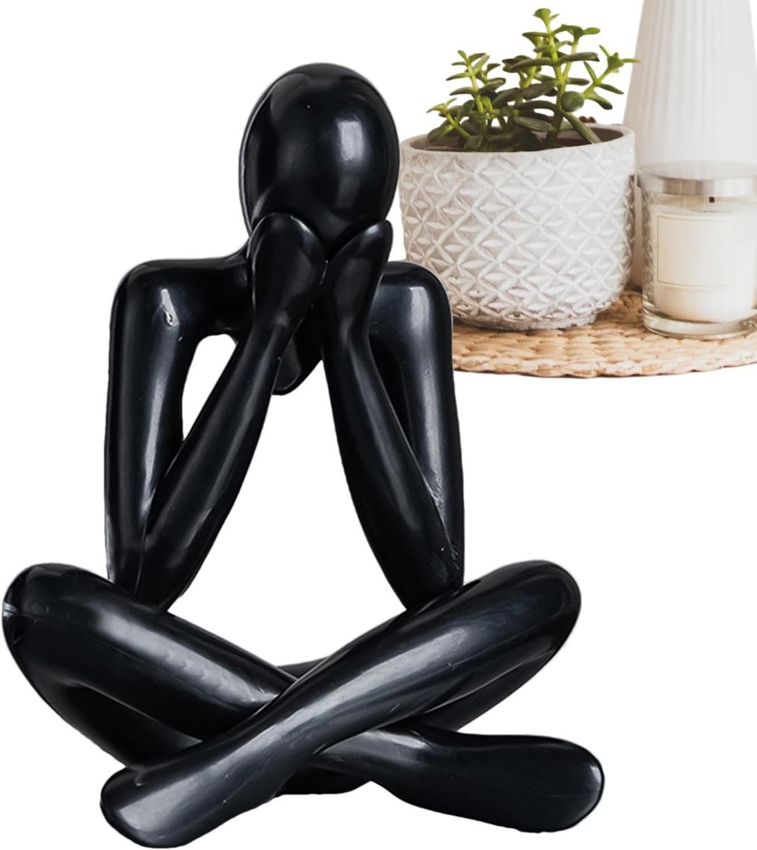Abstract Beeld Denker Sculptuur Zwart - Hoogte: 10 cm