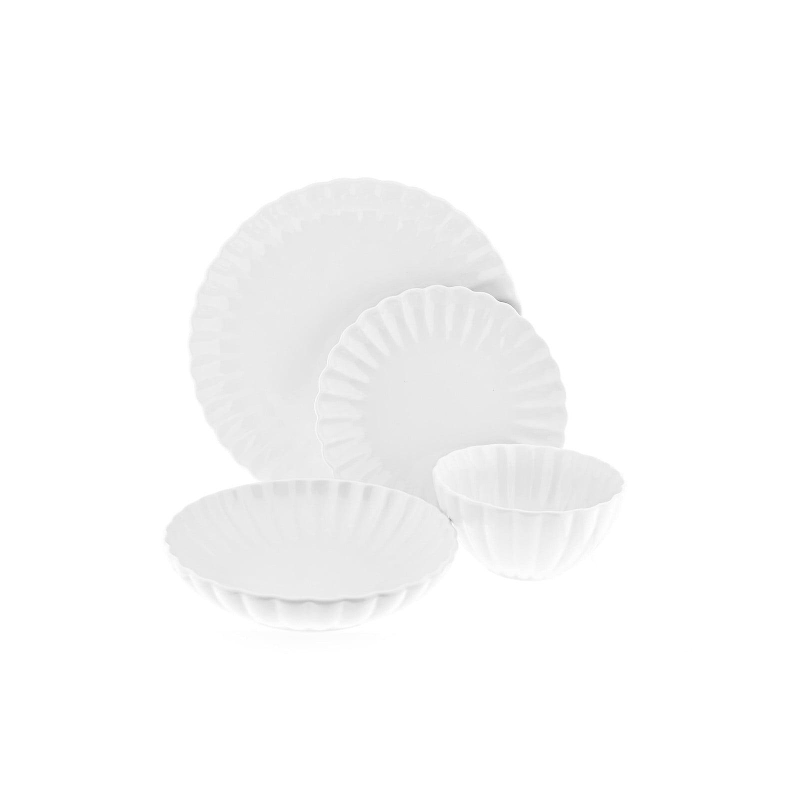 Almina Servies voor 6 personen, 24-delig porselein, wit