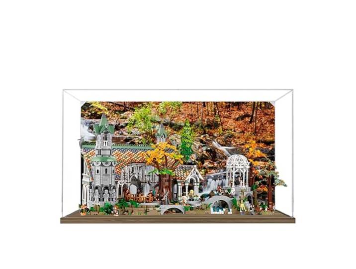 Acryl-Vitrine für Lego 10316 Rivendell Castle Modell, 3 mm staubdichte Schaukasten, Vitrine kompatibel mit Lego 10316 (Modell nicht im Lieferumfang enthalten) (Hintergrund Build B)