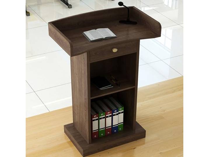 GODARM Rednerpult Holz-Podium Rednerpult Rednerpult Aus Holz Boden-Rednerpult Modern Minimalist Chair Podium Host Report Podium for Church and Schools (Color : Brown, Size : Drawer)