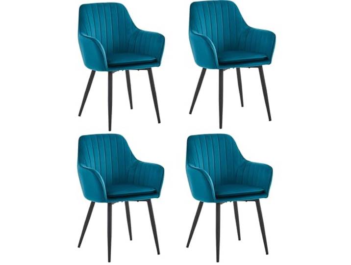Colenis Esszimmerstühle 4er Set, Samt, Petrol, mit Armlehnen, Lavinia Polsterstuhl, Küchenstühle, Loungesessel, Steppung, Metallbeine, bis 120 kg belastbar, Homeoffice
