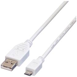 VALUE USB 2.0 Kabel, USB A ST - Micro USB B ST, weiß, 3 m 11.99.8755