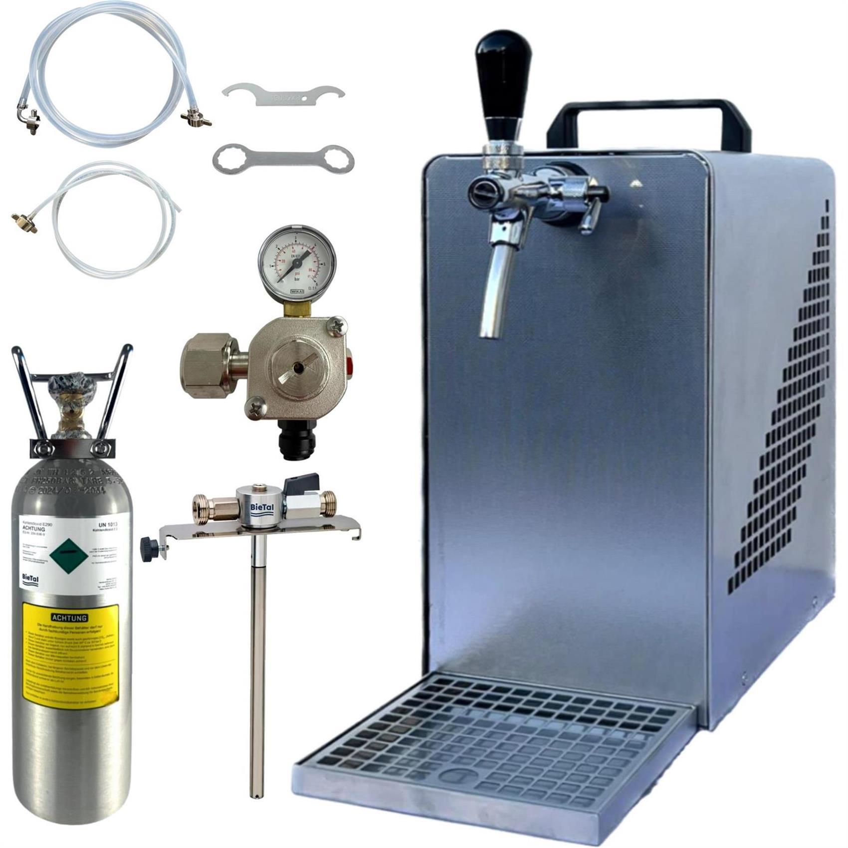 Bierkühler BieTal Bierzapfanlage 30 L/h KOMPLETTSET - 5 Liter Adapter 2 Kg CO2