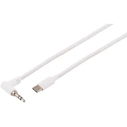 S-IMPULS USB-C zu AUX Audiokabel analog, 3.5mm Klinke, gewinkelt, weiß - Länge: 0,9m