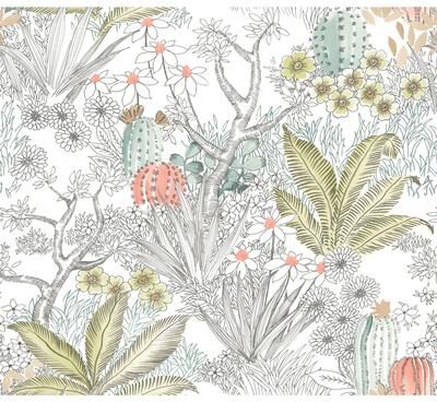 York Wallcoverings Grey Flowering Desert Peel and Stick Wallpaper