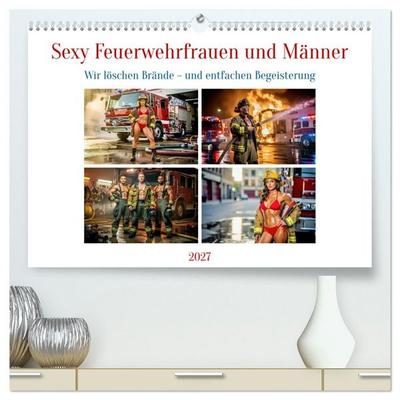 Sexy Feuerwehrfrauen und Männer (hochwertiger Premium Wandkalender 2027 DIN A2 quer), Kunstdruck in Hochglanz