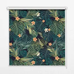 INNENROLLO - Fensterrollo - Rollo - 150x180 cm - Tropische Blätter und Blüten