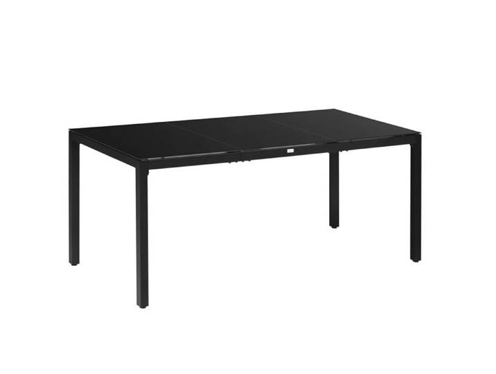 Table de jardin 8 personnes – Verre trempé 5mm & aluminium – Pour terrasse et extérieur – 180x80 cm Noir