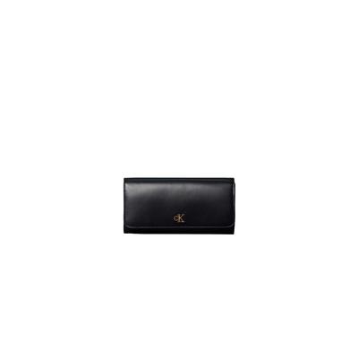 Geldbörse CALVIN KLEIN "CK LONG WALLET", Damen, schwarz, Leder, unifarben, Kleinlederwaren, Damen Geldbeutel, Portemonnaie mit Reißverschluss-Innenfach