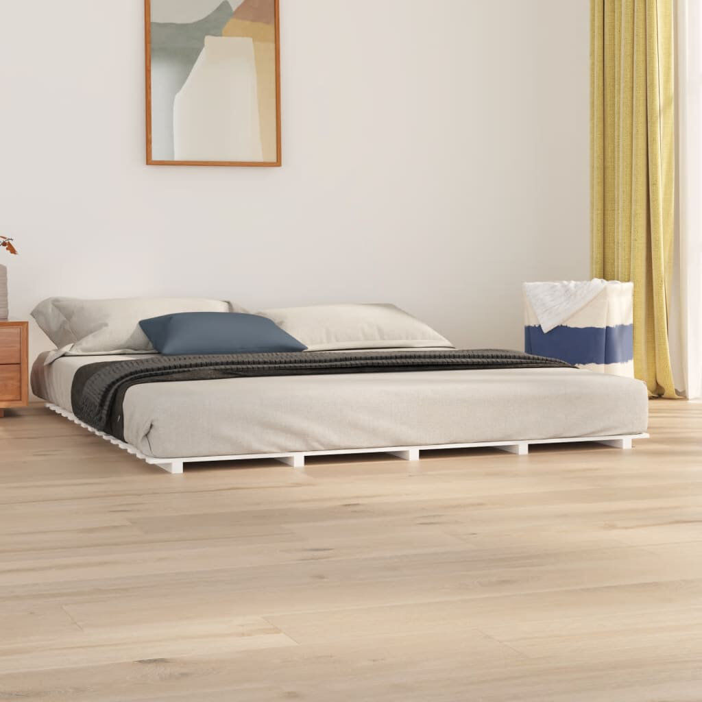 Latitude Run Lilyrae Solid Wood Platform Bed White European Kingsize 160 x 200 cm