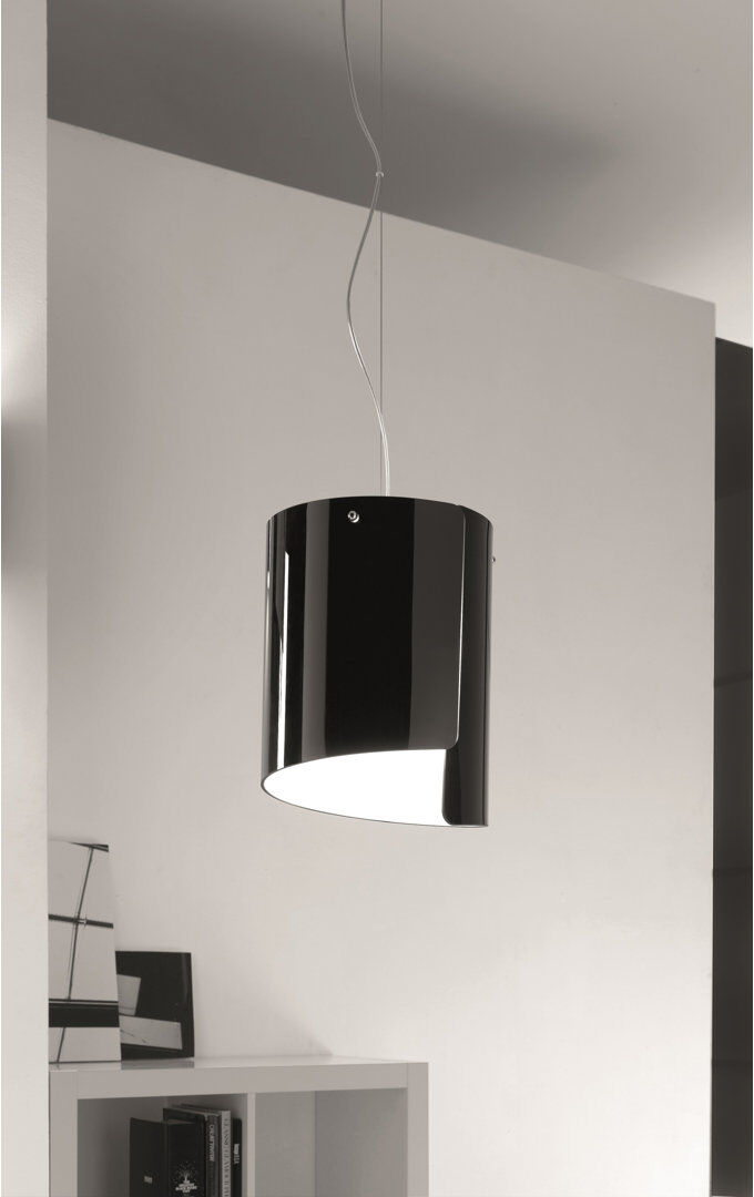Selene Illuminazione Papiro 1 - Light Cylinder Pendant Black 33cm H X 26cm W X 26cm D