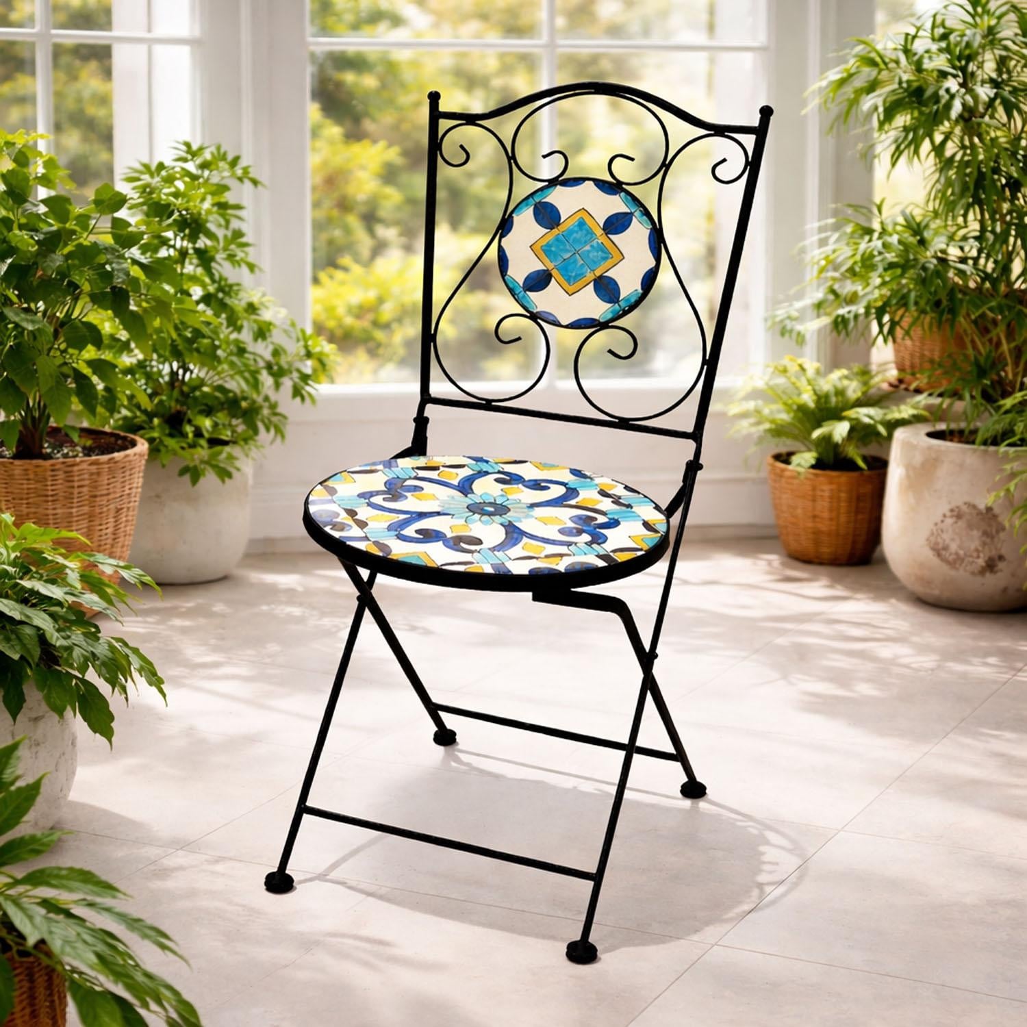 Mojawo Mosaïek klapstoel voor tuin, balkon of terras in mediterrane stijl