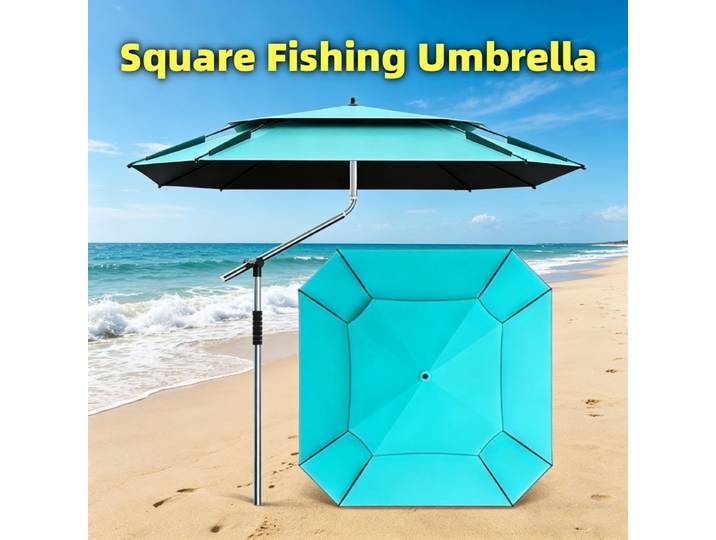 Parapluie de pêche carré 2,0-2,6 m, parapluie de camping extérieur réglable, grand parapluie de plage octogonal, nouveau grand parapluie pare-soleil