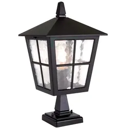Außenleuchte Sockelleuchte H 38 cm Schwarz Gartenlampe Alu Standlaterne 1 Flammig