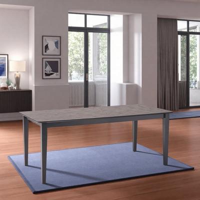 ZWYO HOSIMU "76"" Modern Farmhouse Rectangular Dining Table, Solid Wood & MDF Slatted Tabletop with Square Legs for 6"