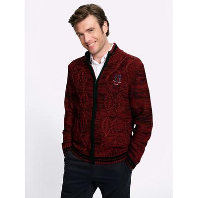 Strickjacke MARCO DONATI, Herren, Gr. 52, rot (kirsche, schwarz, meliert), 100% Polyacryl, meliert, unifarben, Strickjacken Strickjacke