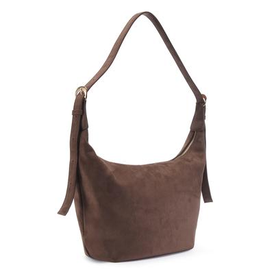 Handtasche VIVANCE "Schultertasche, Henkeltasche, Damentasche", Damen, Gr. B/H/T: 35cm x 25cm x 12cm, braun (dunkelbraun), Textil, unifarben, Taschen Handtasche, NEU aus weichem Material VEGAN