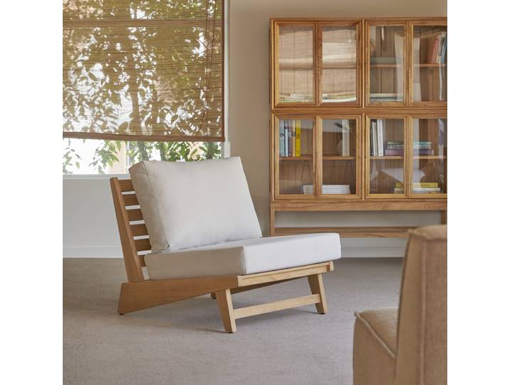 Sessel aus massivem Teak Olia - Weiß - Teak