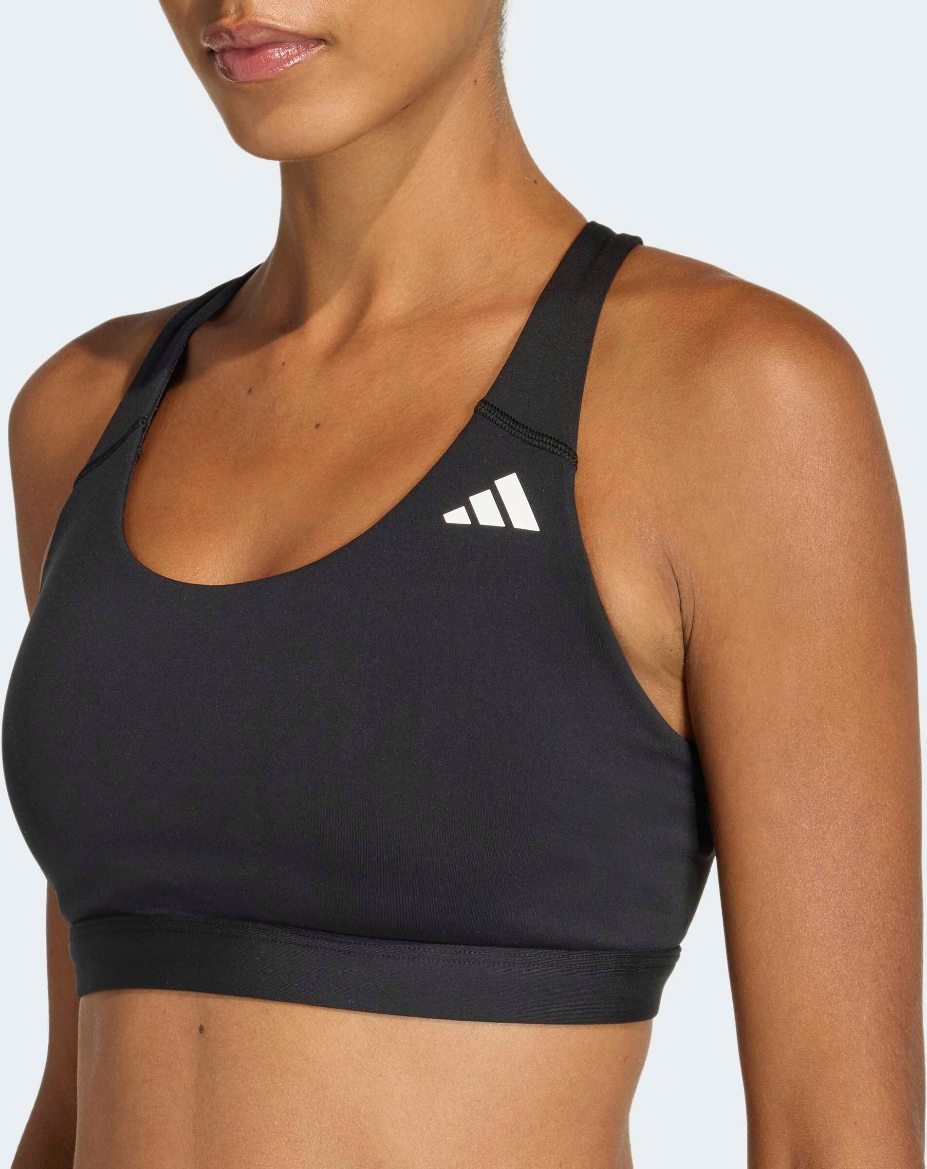 Sport-BH ADIDAS PERFORMANCE "OPT ESS MS BRA", Damen, Gr. XS, N-Gr, schwarz, Obermaterial: 85% Polyester, 15% Elasthan, BHs Sport-BH, sportlicher Sport-BH, ohne Bügel, mit Climacool Technologie