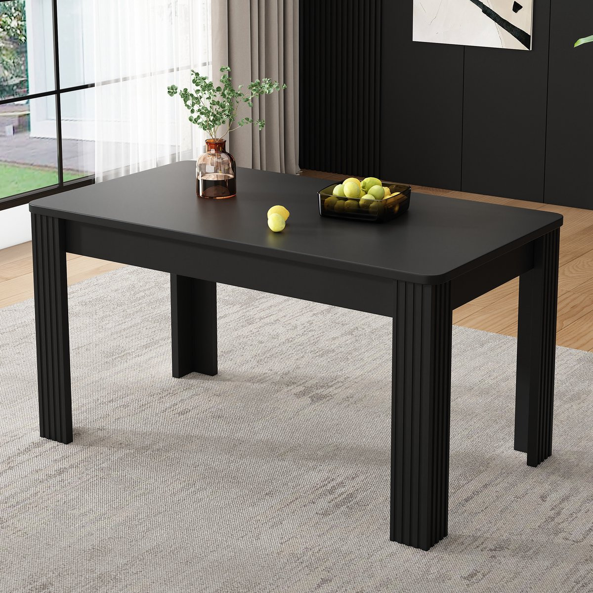 HAUSS SPOLE Eettafel - Zwart - Rechthoekig - Spaanplaat