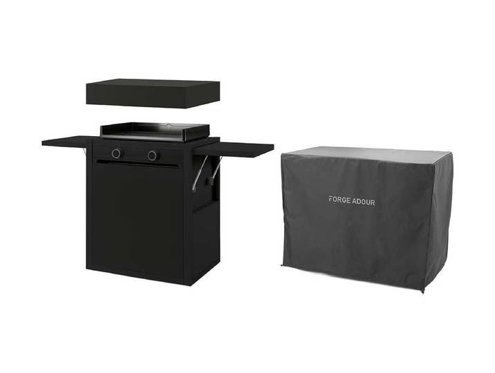 Forge Adour Plancha mit Rollwagen Modern Schwarz